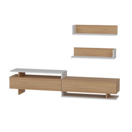 Hanah Home Ayaz Mueble de TV Blanco y Teca